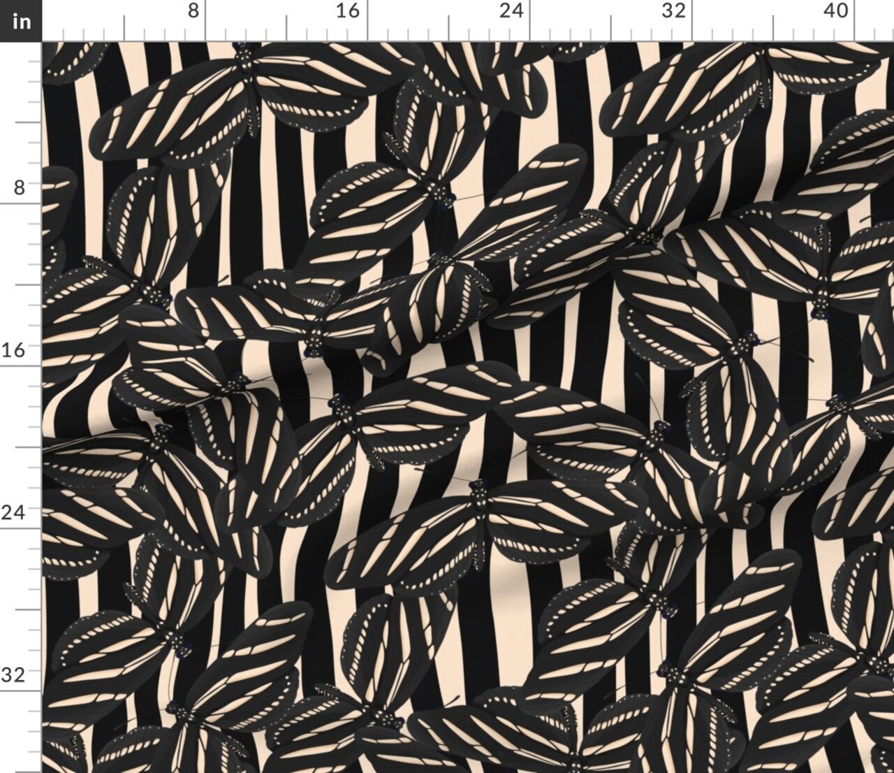 Striped Butterfly Zebra Maximalist Whimsical Scattered Custom Printed Fabric by Spoonflower Various Fabrics by the Yard or Fat Quarter
